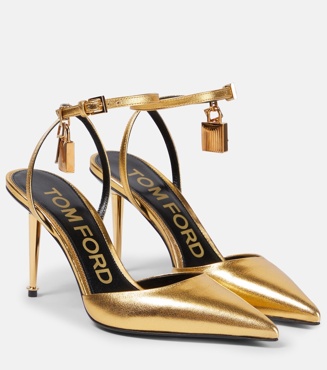 

Туфли Padlock с ремешком на пятке из металлизированной кожи Tom Ford, золотой