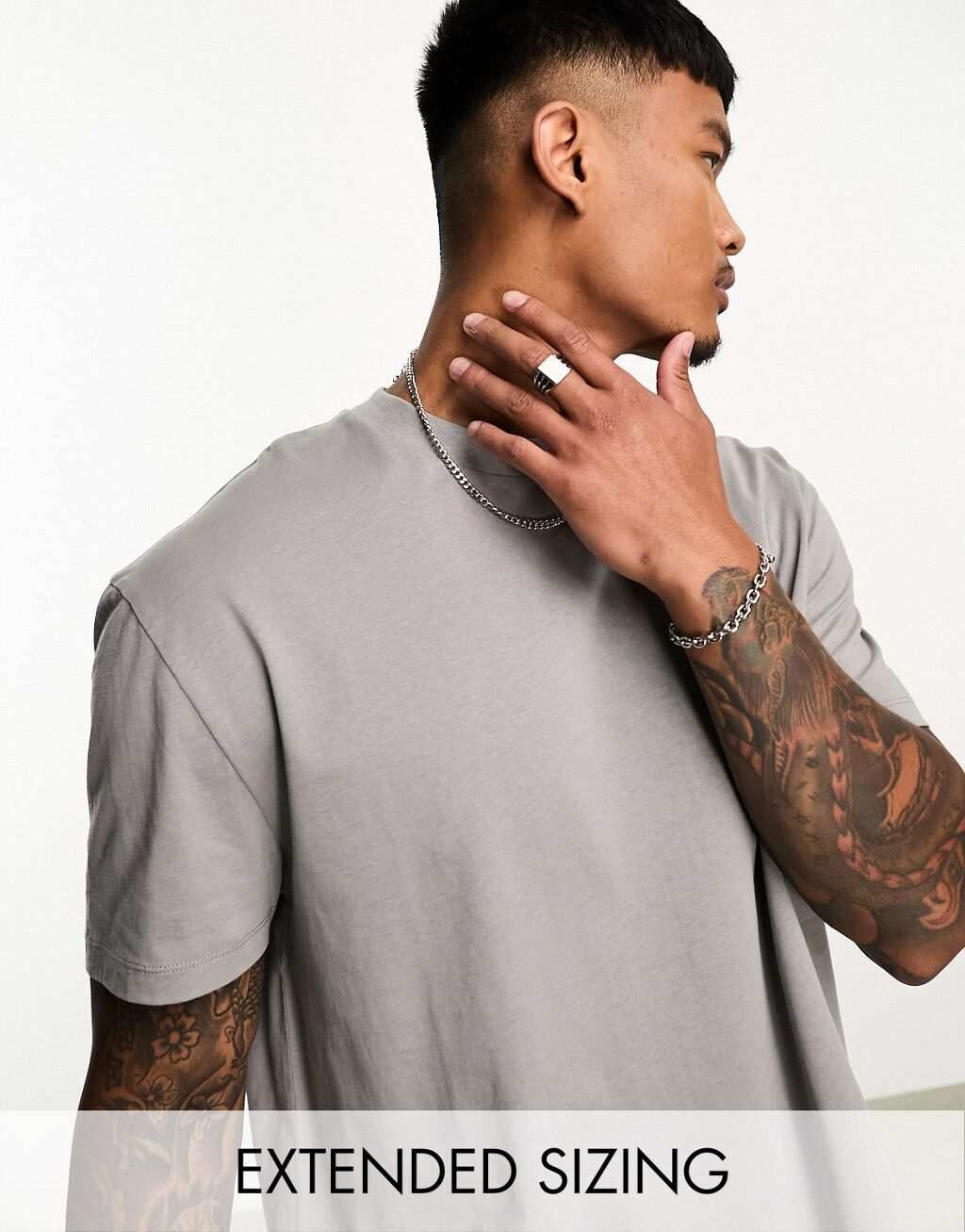 

Серая футболка свободного кроя с круглым вырезом ASOS DESIGN, Серый
