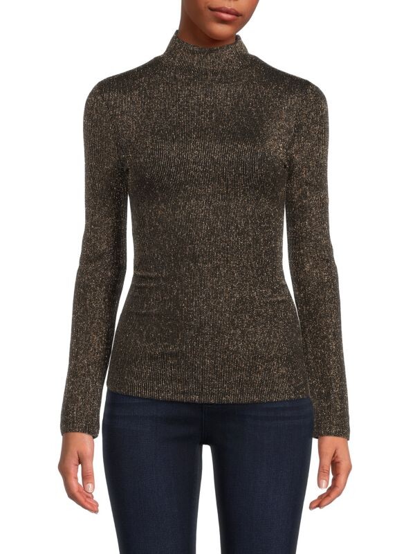 

Трикотажный топ BCBGMAXAZRIA с эффектом металлик, металлик/золотой