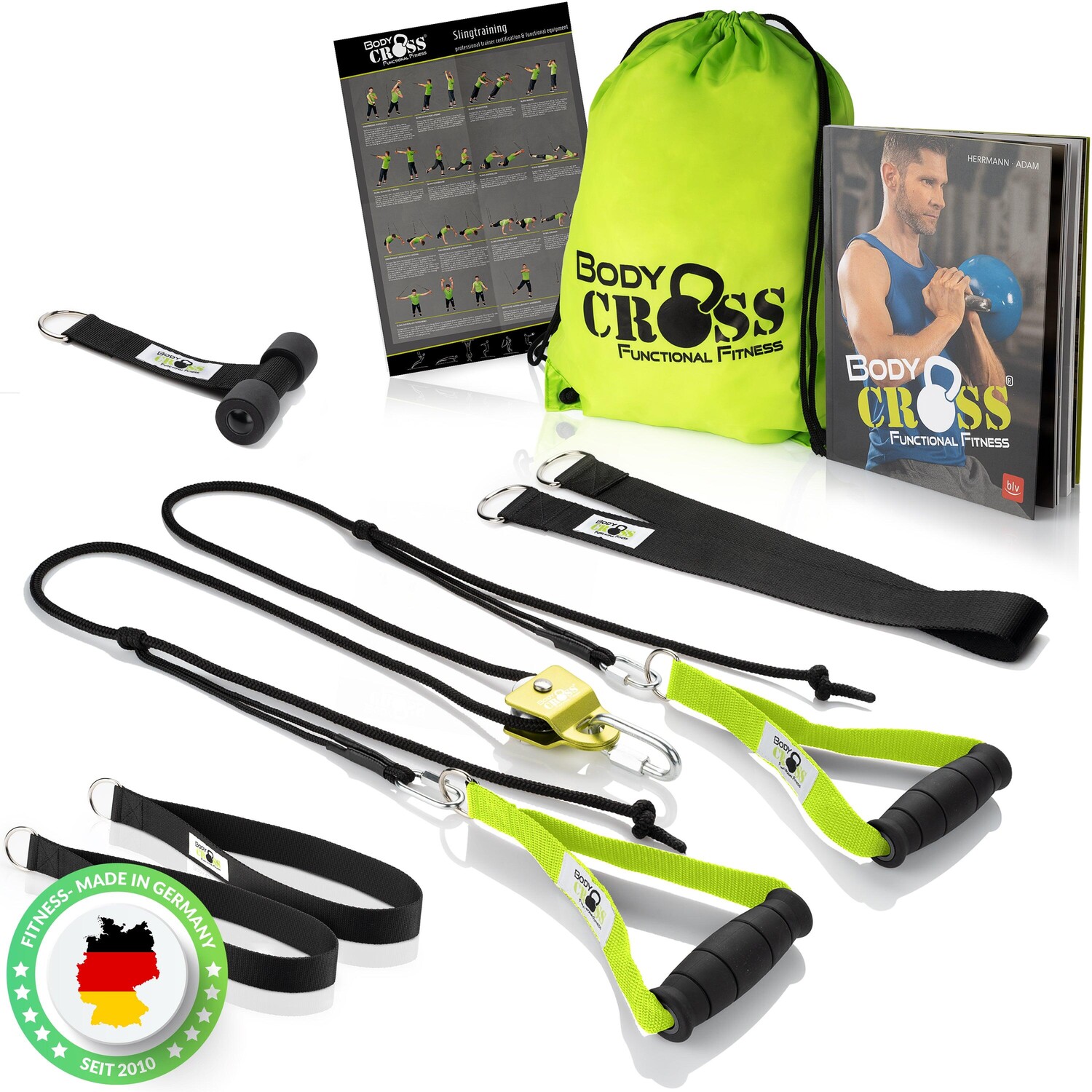 BodyCROSS Sling Rotate с учебным пособием BODY CROSS DE, зеленый лайм