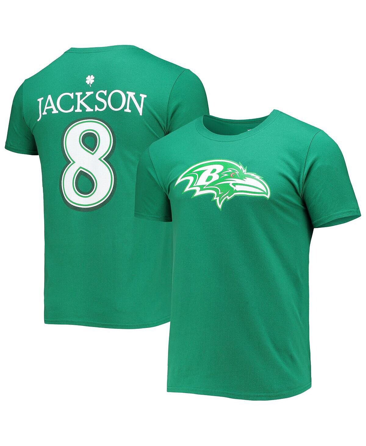 

Мужская фирменная футболка lamar jackson green baltimore ravens st. patrick's day icon player Fanatics, зеленый
