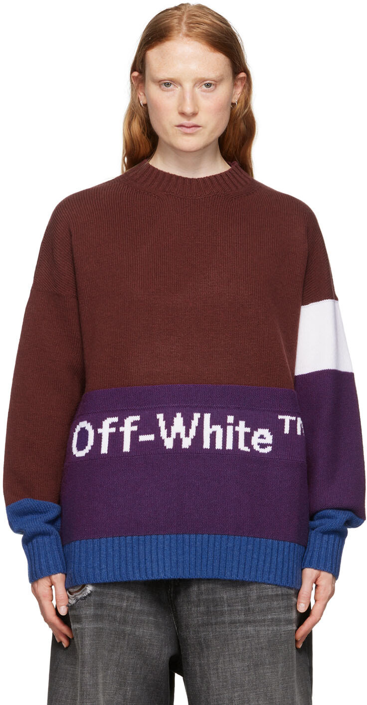 

Темно-красный свитер с цветными блоками Off-White