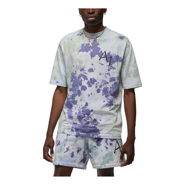 Футболка Men's Jordan Splash Ink Color Block Alphabet Printing Casual Short Sleeve Blue, Белый
