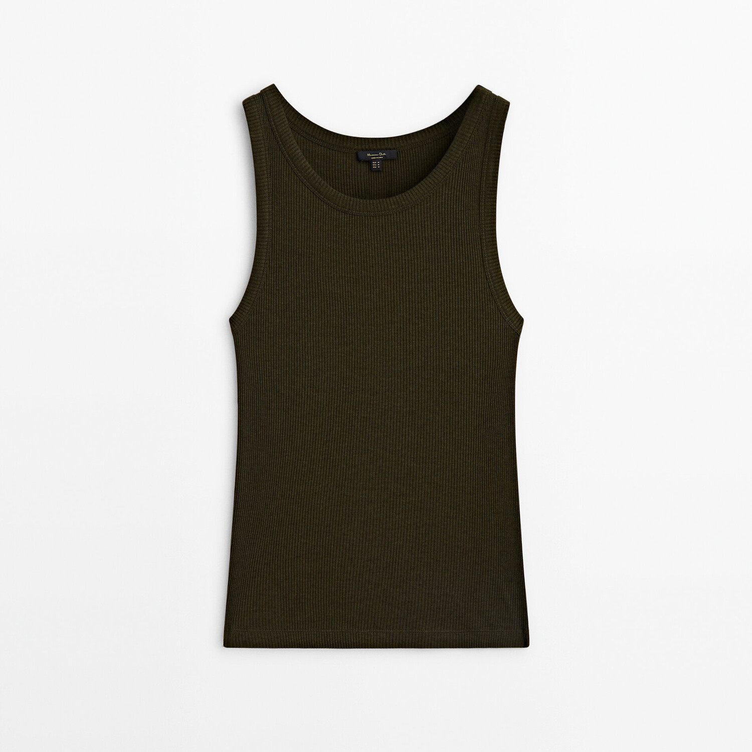 

Топ Massimo Dutti Fitted Ribbed Sleeveless, темно-зеленый