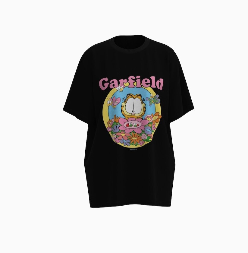 

Футболка Bershka Garfield print short sleeve, чёрный, Черный
