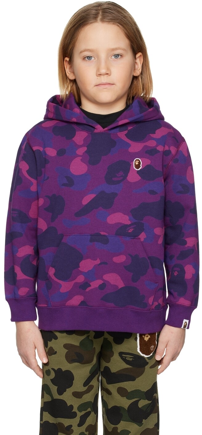 

Детская фиолетовая толстовка с капюшоном One Point Ape Head BAPE