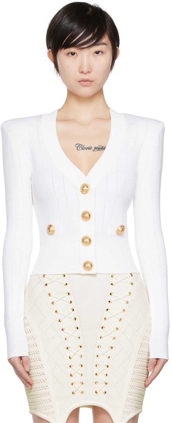 

Белый кардиган из вискозы Balmain
