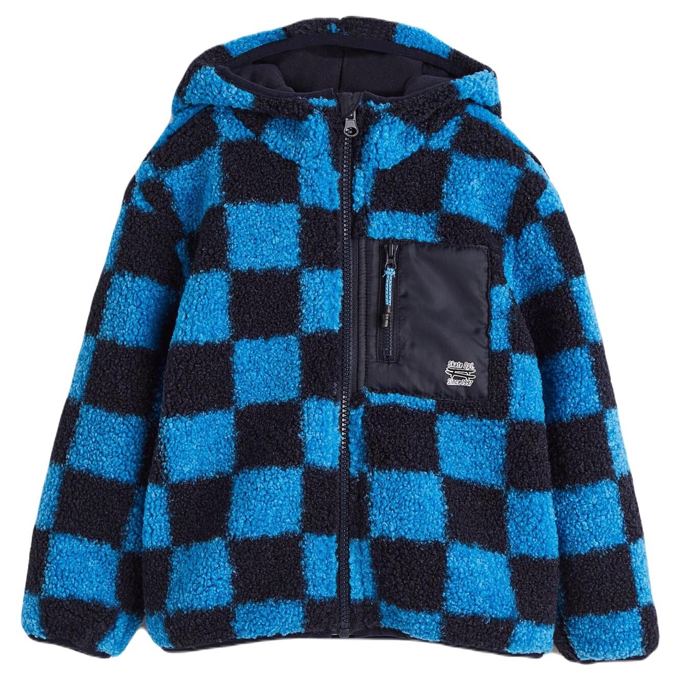 

Куртка H&M Hooded Teddy Bear Checked, синий