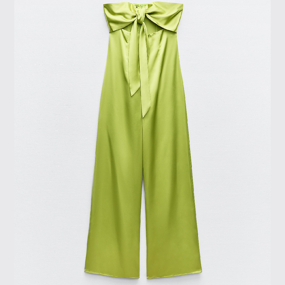 Комбинезон Zara Satin Cut-out With Tie, зеленый рубашка zara kids satin bow tie белый