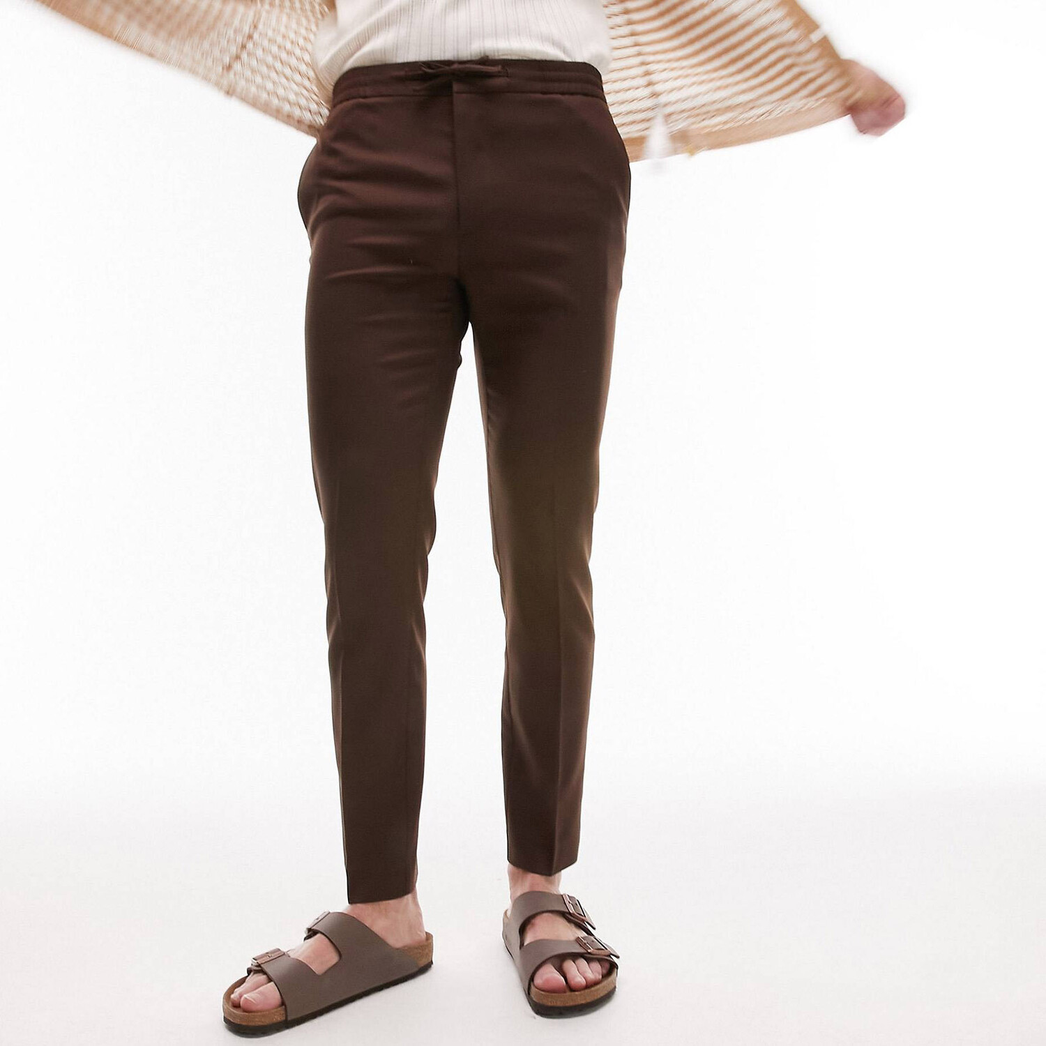 

Брюки Topman Skinny Smart With Elasticated Waistband, коричневый