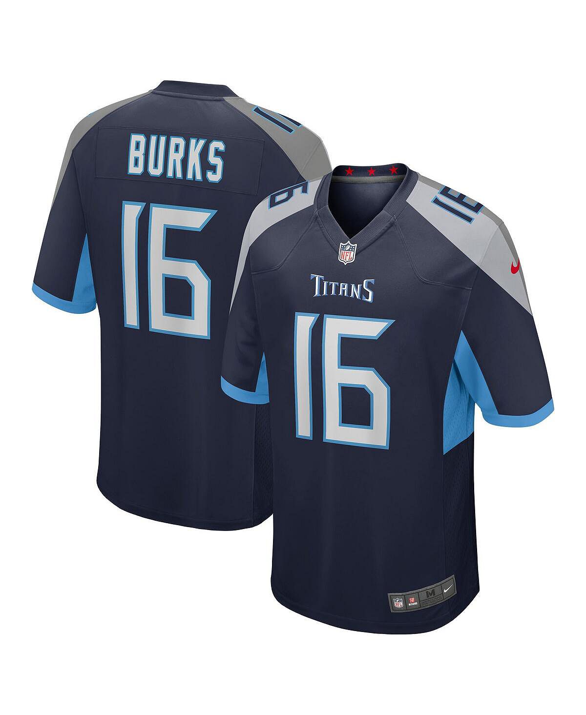 Мужская футболка treylon burks navy tennessee titans 2022 nfl draft first round game jersey Nike, синий
