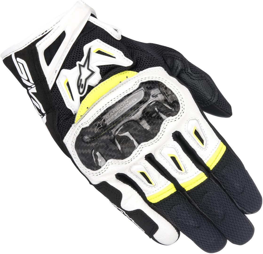 перчатки alpinestars smx 1 air v2 черный желтый Перчатки Alpinestars SMX-2 Air Carbon V2, черный/белый/желтый