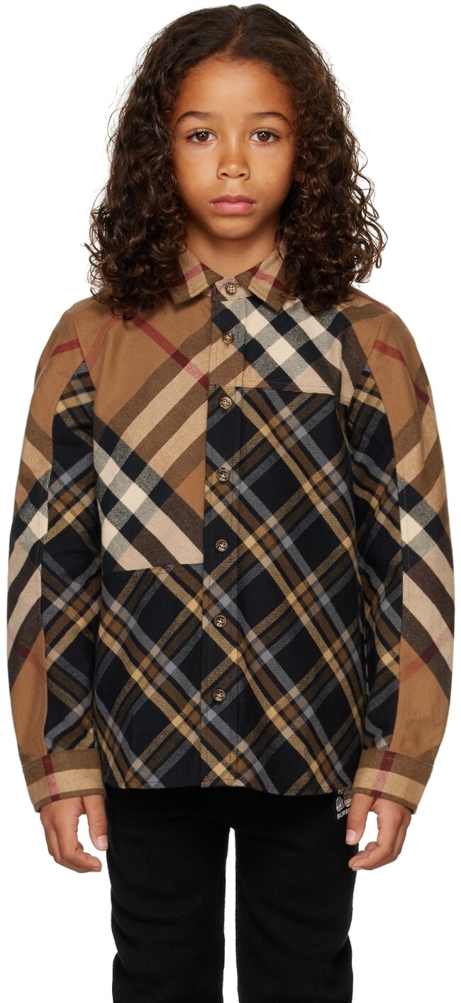 

Детская коричневая рубашка Etienne Burberry
