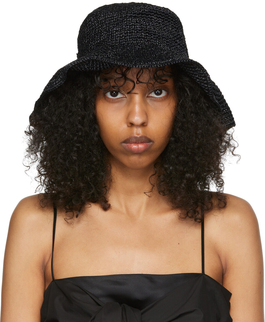

Черная пляжная шляпа из рафии MM6 Maison Margiela