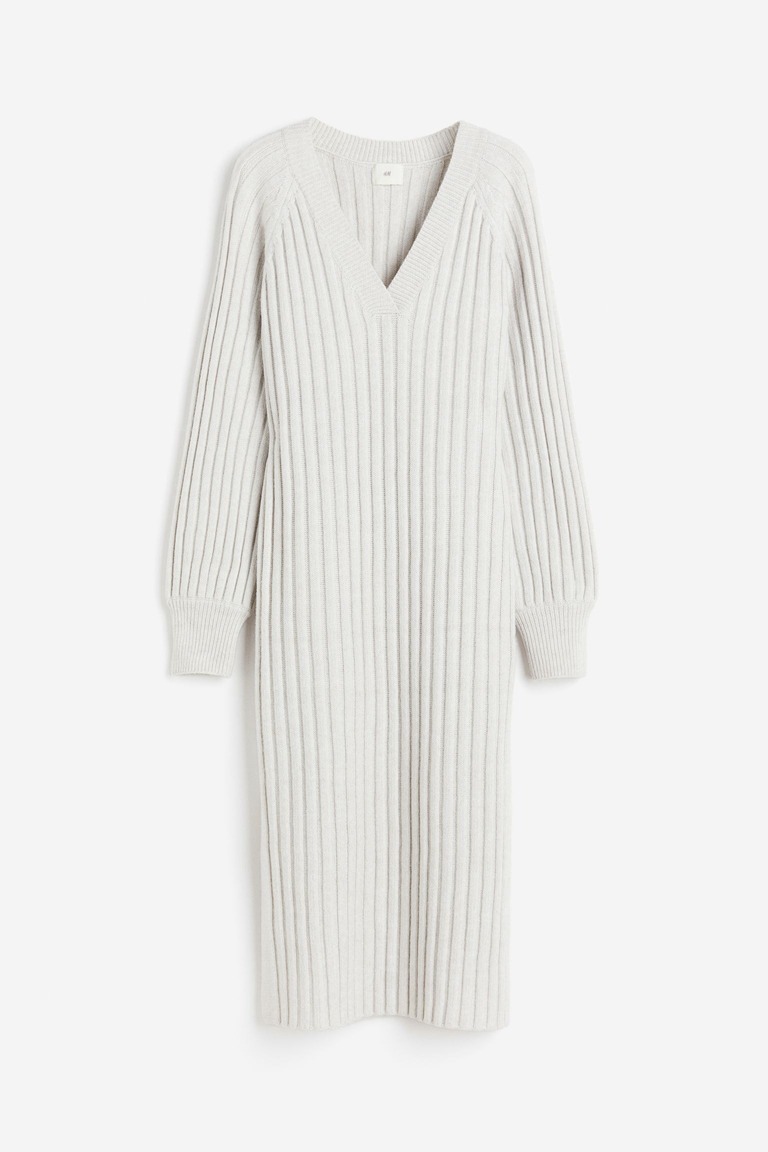 Эластичное трикотажное платье H&M, светло-серый