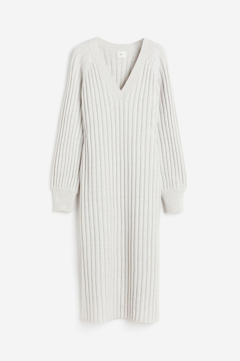 

Эластичное трикотажное платье H&M, светло-серый