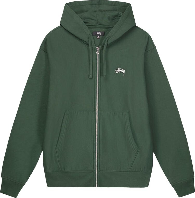 Толстовка Stussy Stock Logo Zip Hood 'Forest', зеленый