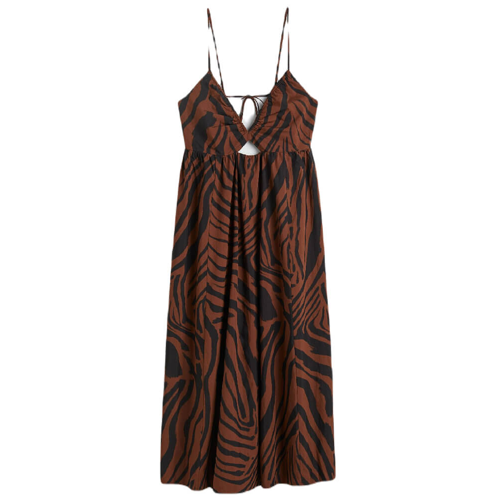 

Платье H&M V-neck Drawstring-detail, коричневый/черный