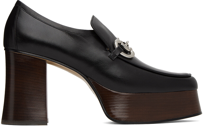 

Черные лоферы на платформе Horsebit Gucci