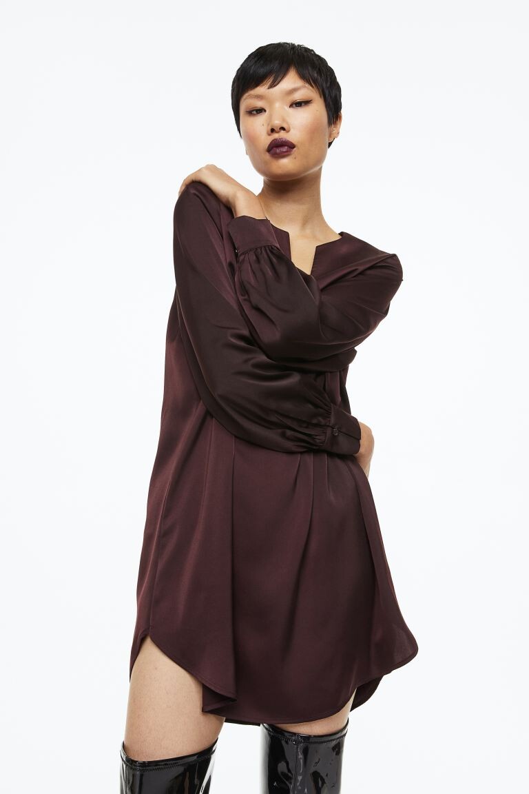 

Атласное платье H&M, бургундия
