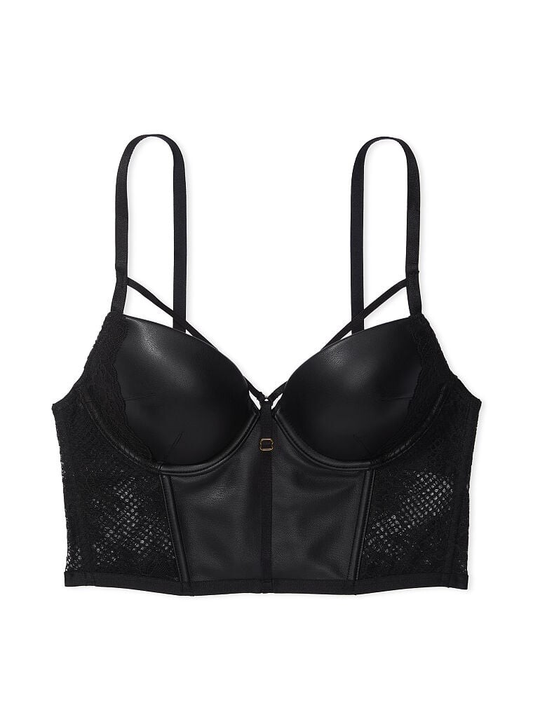 

Корсет Victoria's Secret Very sexy Faux Leather Fishnet Push-Up, чёрный