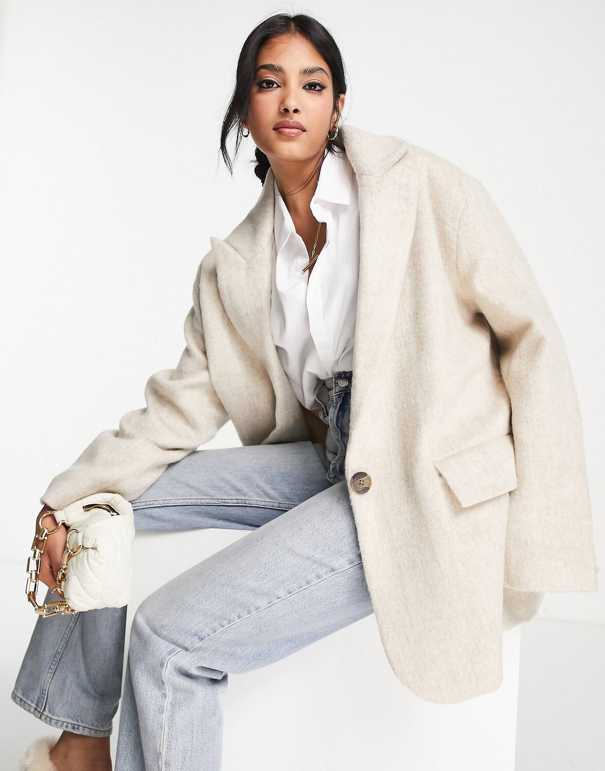

Кремовая куртка оверсайз из смесовой шерсти ASOS DESIGN ASOS DESIGN, Бежевый