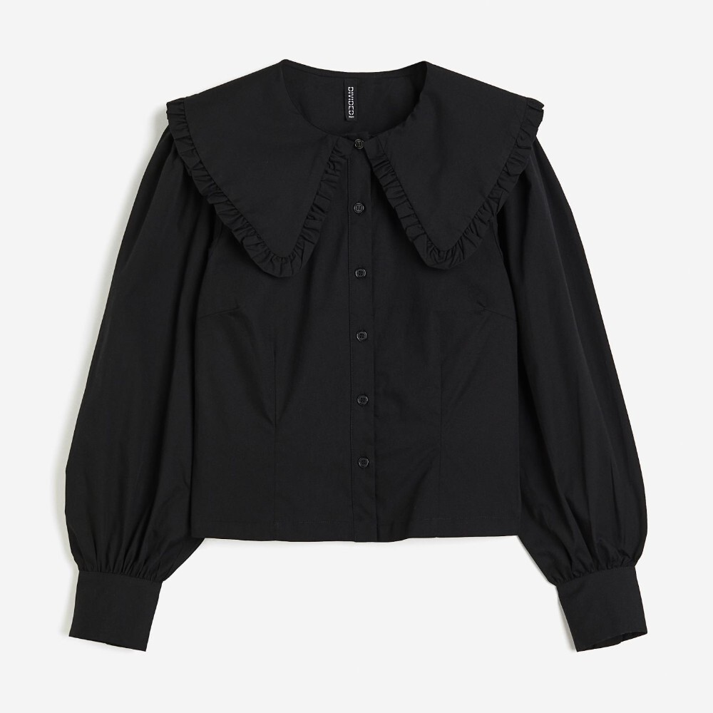 

Блузка H&M Poplin With Collar, черный