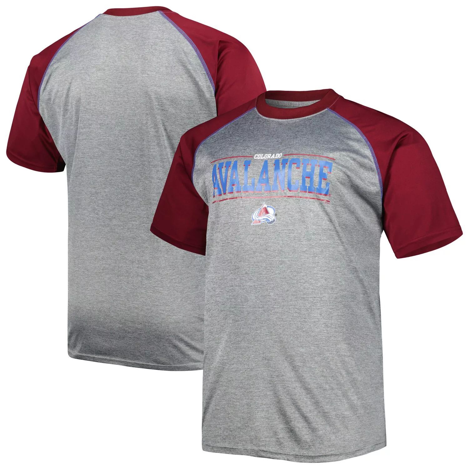 цена Мужская футболка реглан с логотипом цвета Хизер Серый Colorado Avalanche Big & Tall