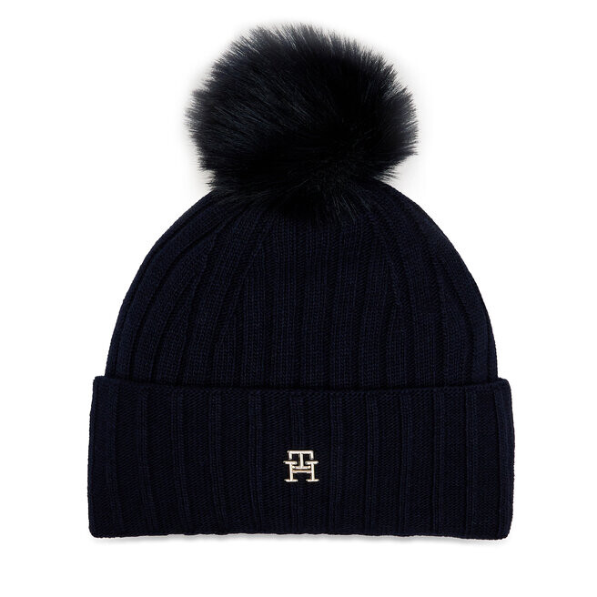 

Шапка Tommy Hilfiger EssentialChic Pompom, темно-синий