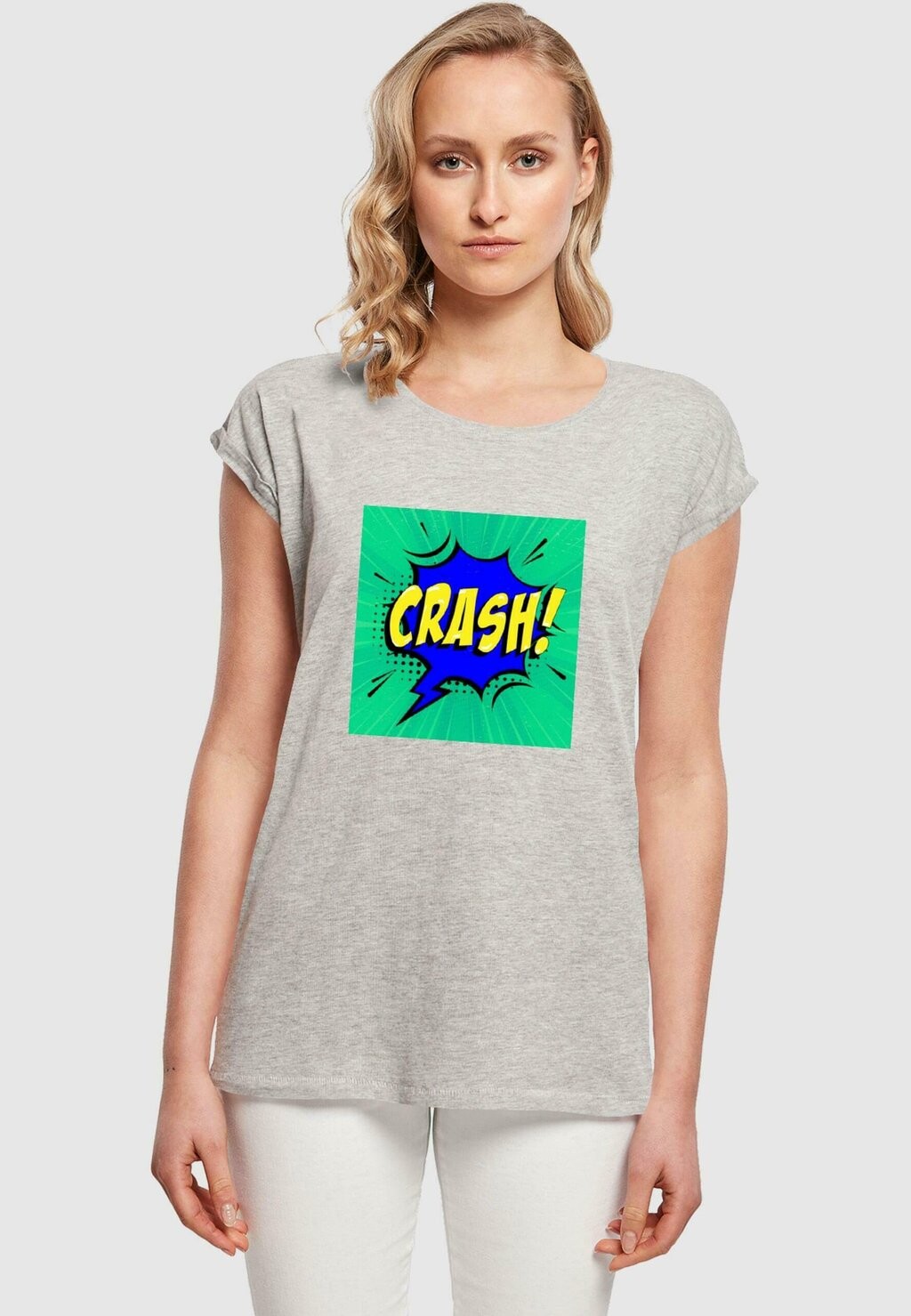 

Футболка с принтом CRASH COMIC EXTENDED SHOULDER TEE Merchcode, серый