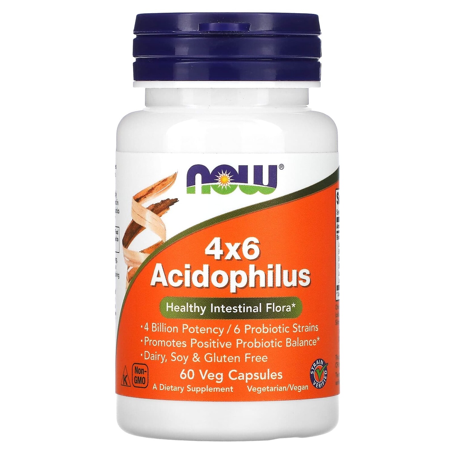 

4x6, ацидофильные лактобактерии, 60 вегетарианских капсул, NOW Foods