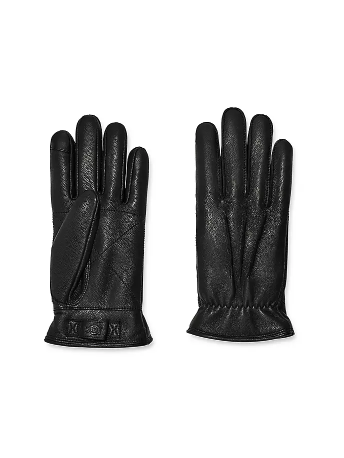 Кожаные перчатки M с 3 точками Ugg, черный кожаные перчатки премиум класса с тремя точками totes черный