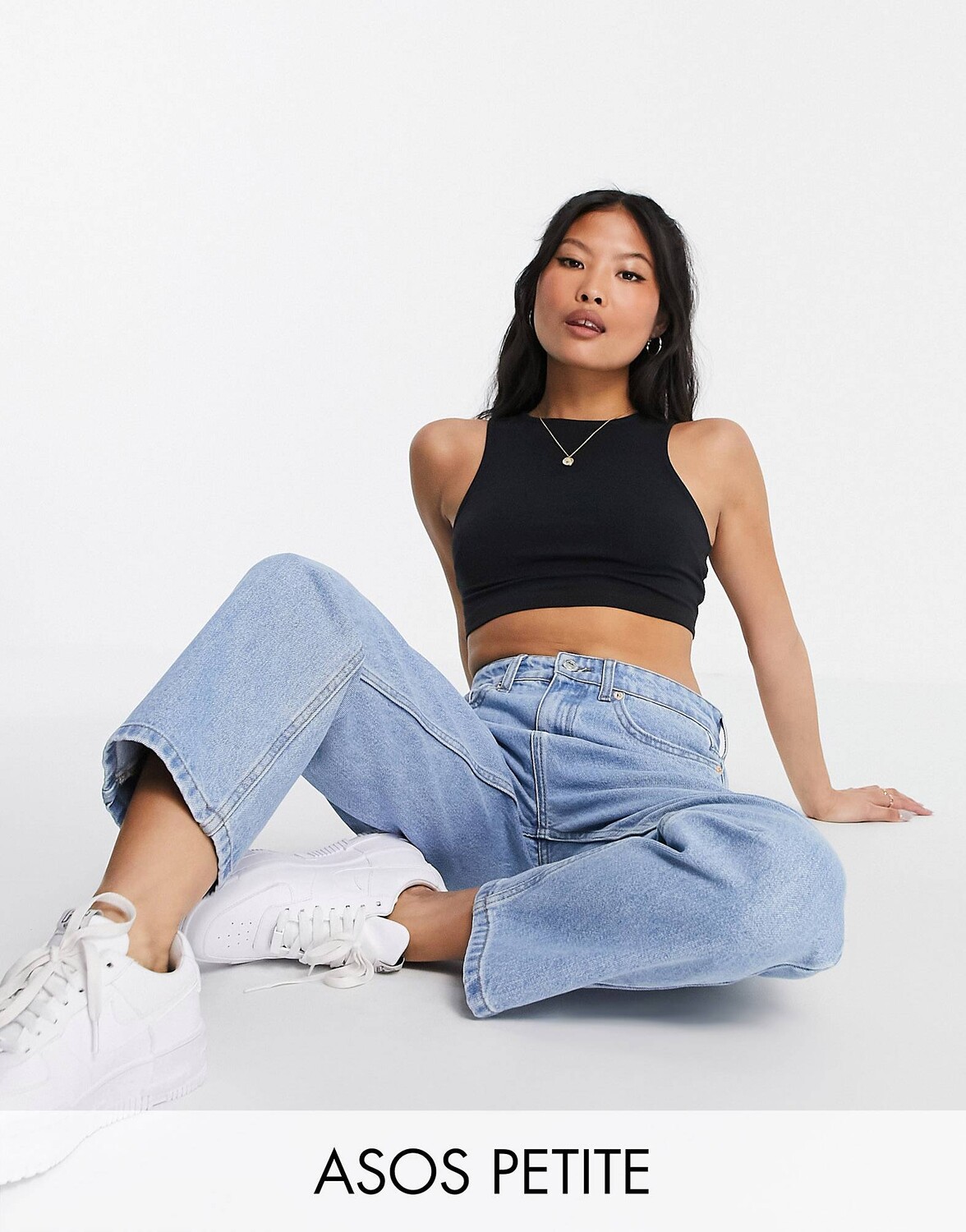 

Черный укороченный жилет с высоким воротником ASOS DESIGN Petite