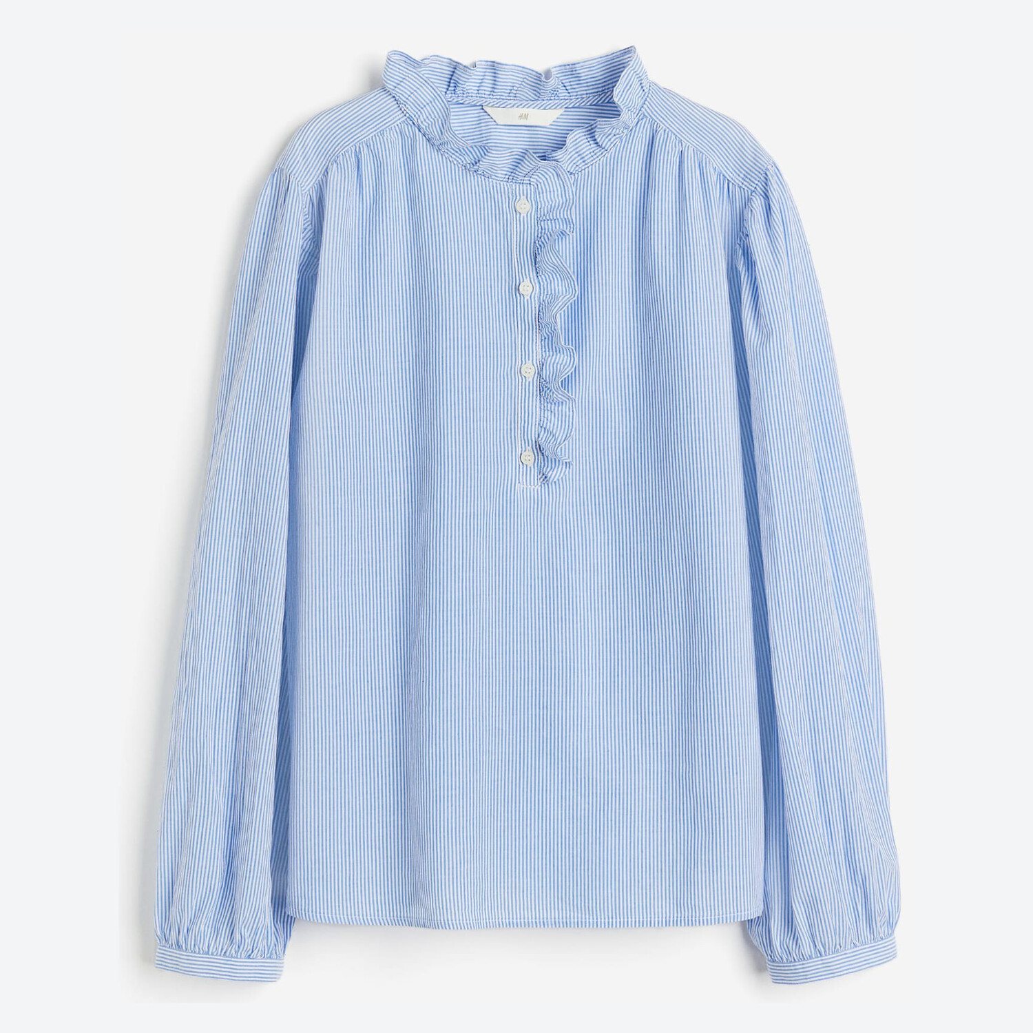 

Блуза H&M Ruffle-trimmed Pullover Striped, голубой