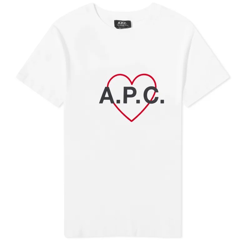 Футболка A.P.C. Valentin Heart Logo, белый/черный/красный