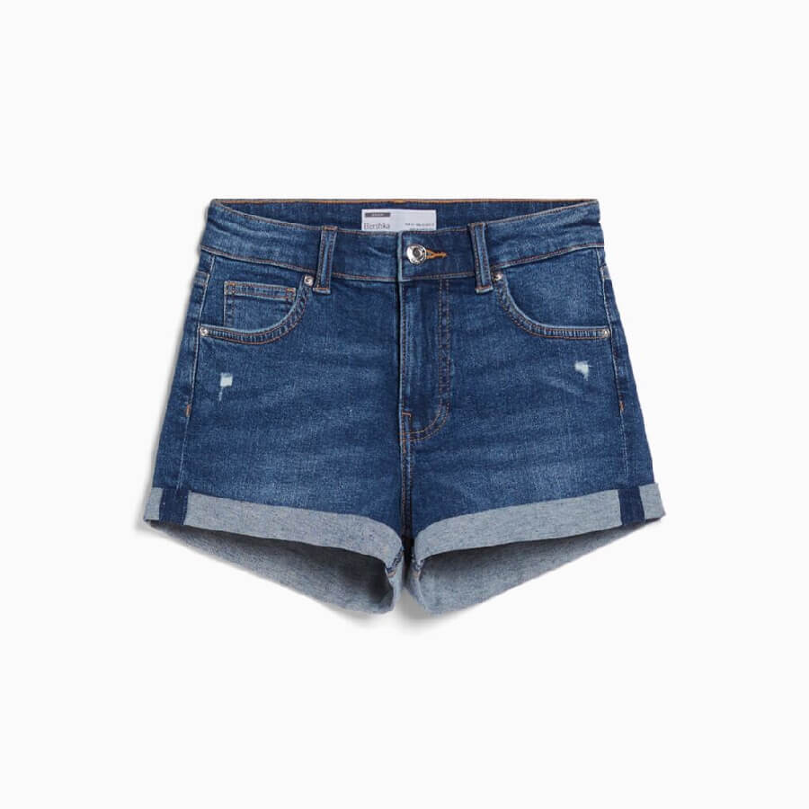 

Шорты Bershka Roll-up Denim, синий