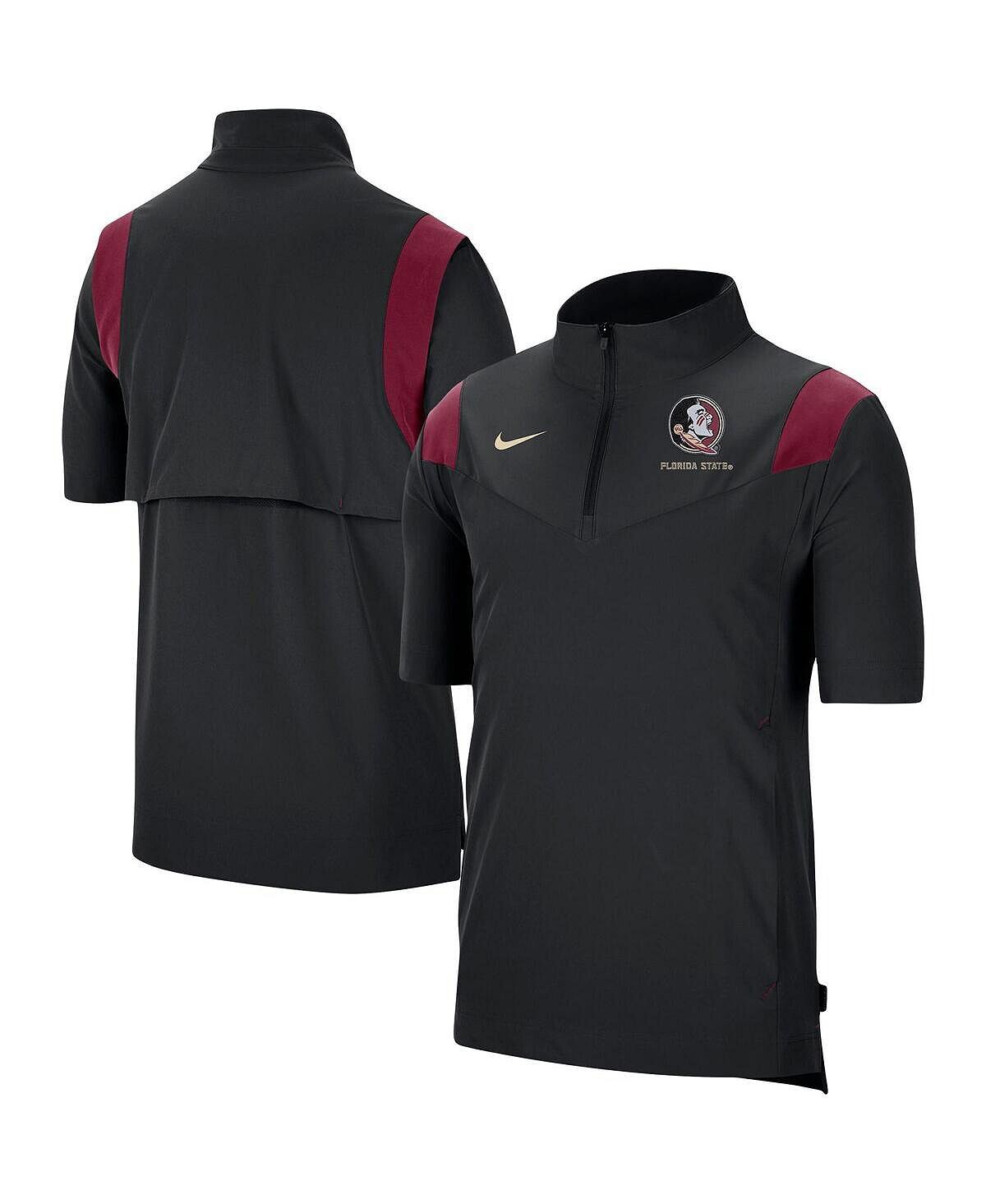 

Мужская черная куртка florida state seminoles coach с коротким рукавом и молнией на четверть Nike, черный