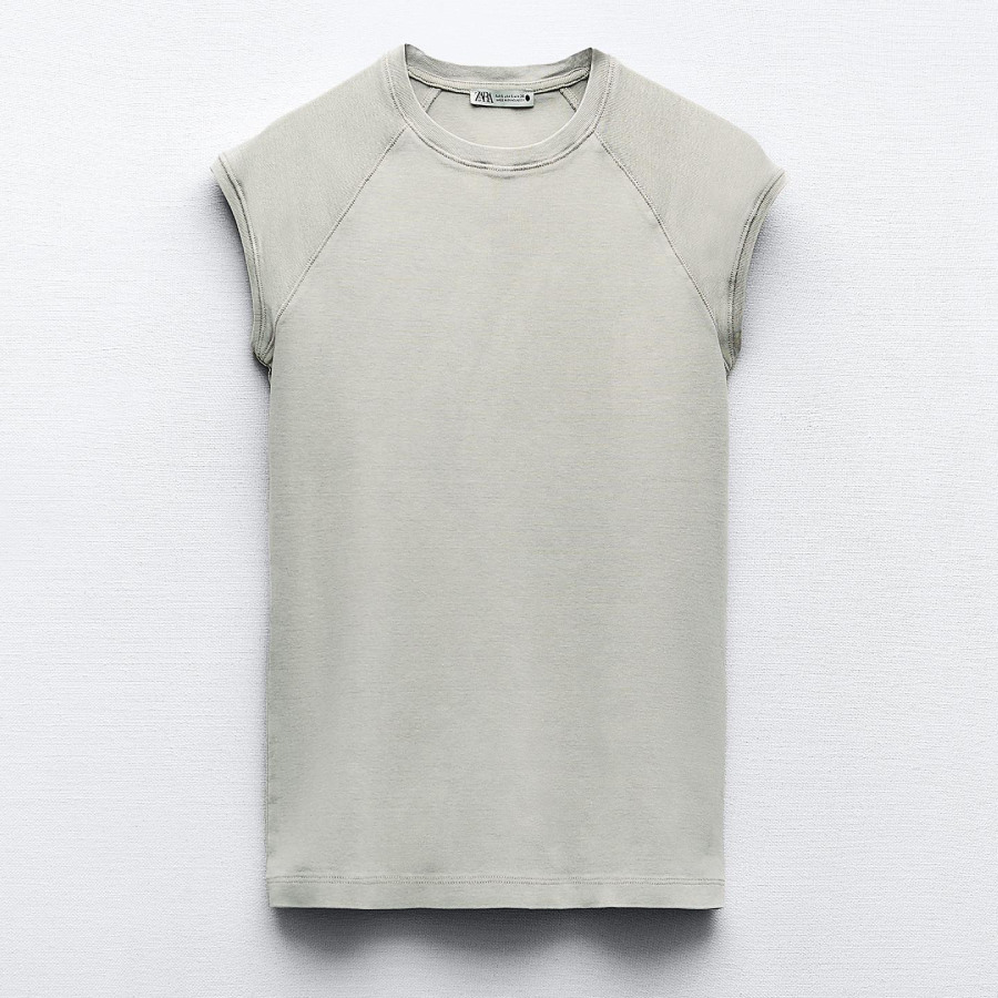 Футболка Zara Faded Cotton, светло-серый футболка с принтом zara printed faded антрацитово серый