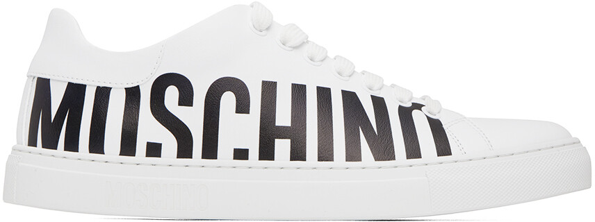 

Белые кроссовки с принтом Moschino, Белый, Белые кроссовки с принтом Moschino