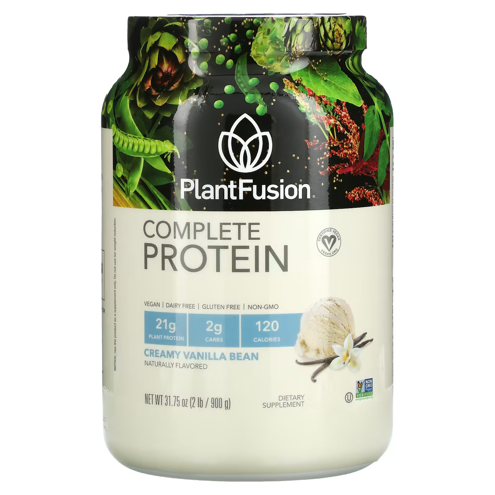 PlantFusion, Complete Protein, сливочная ваниль, 900 г (2 фунта) plantfusion inspire for women сливочная ваниль 450 г 15 87 унции