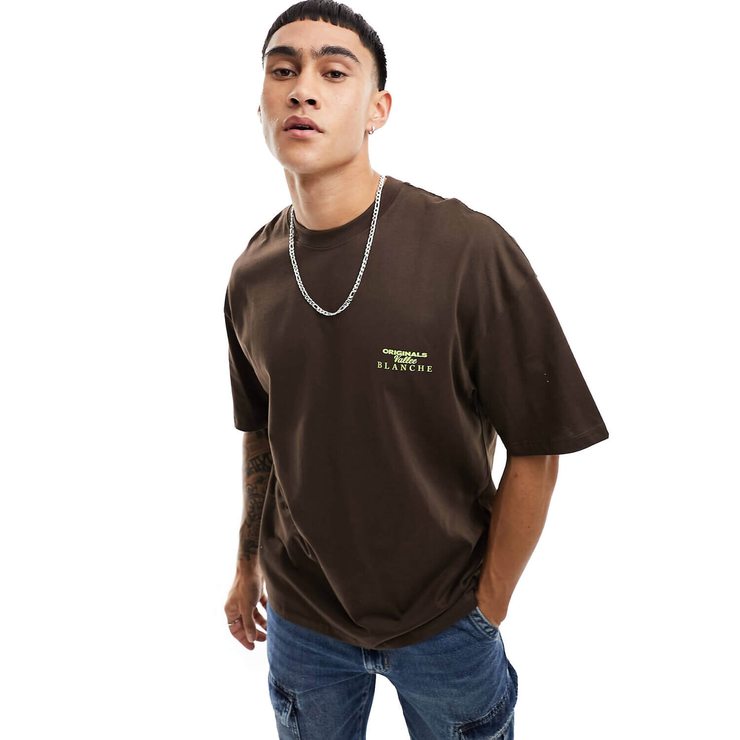

Футболка Jack & Jones Oversize With Thistle Print, коричневый