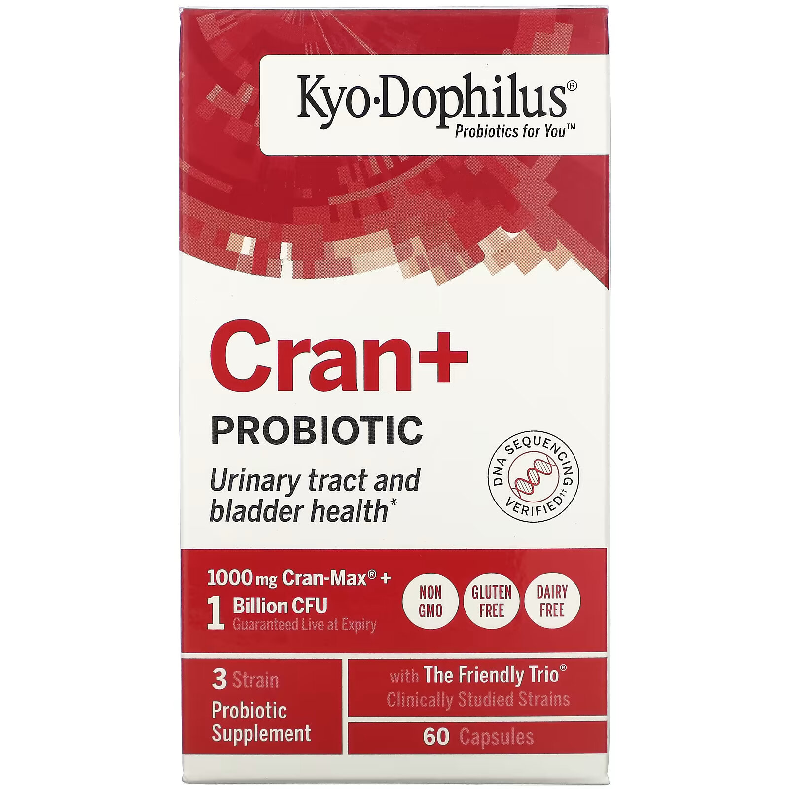 Kyolic, Kyo-Dophilus, журавль + пробиотик, 60 капсул kyolic kyo dophilus пробиотик для ежедневного приема 3 млрд кое 360 капсул