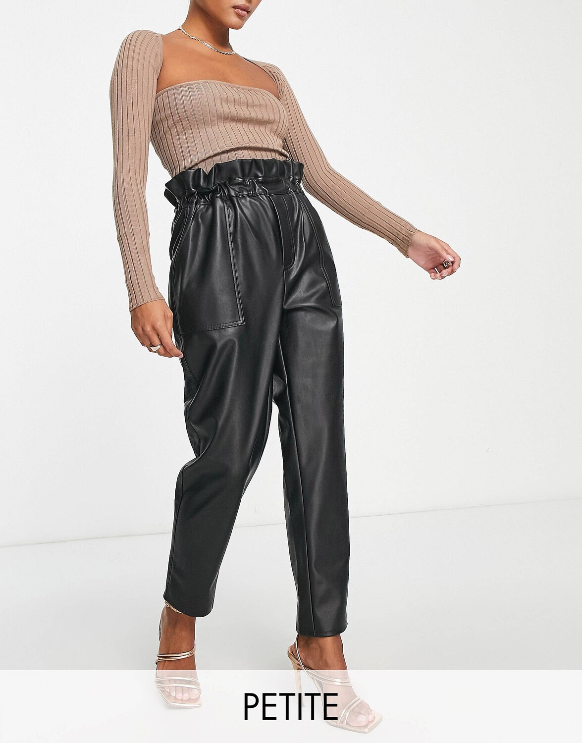 

Черные джоггеры из искусственной кожи Miss Selfridge Petite, Черный