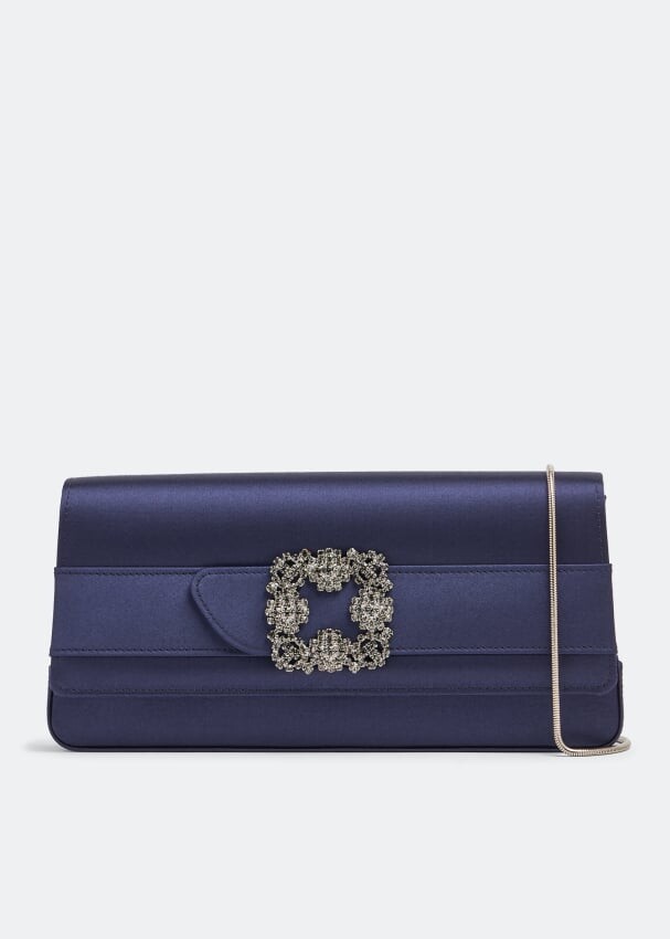 

Клатч MANOLO BLAHNIK Gothisi satin clutch, синий