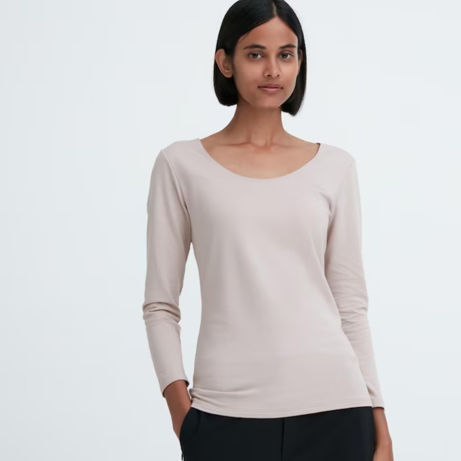 Лонгслив Uniqlo Heattech Extra Warm Cotton, светло-серый футболка uniqlo cotton oversized светло серый