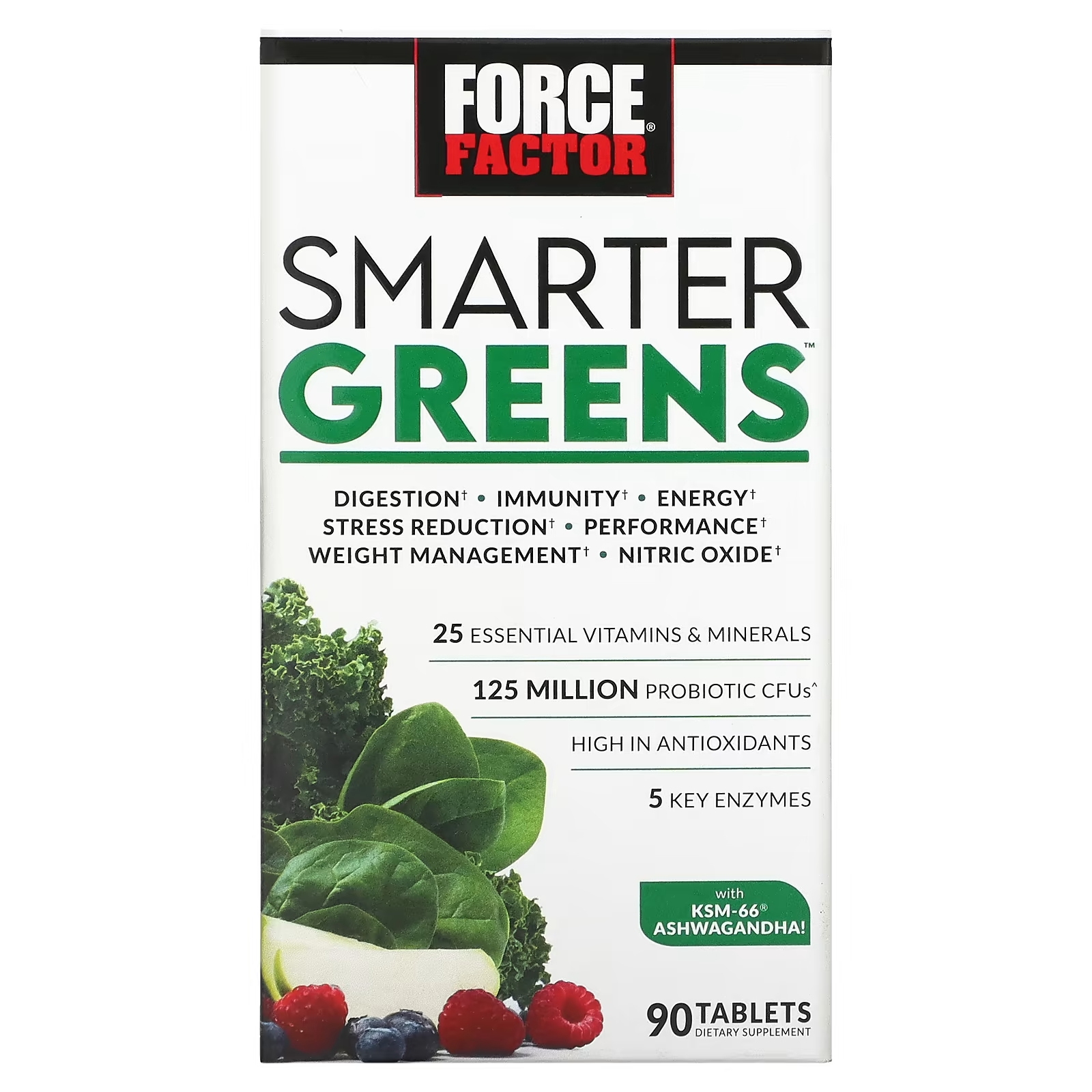 Травяная Добавка Force Factor Smarter Greens, 90 таблеток focus factor питание для мозга 90 таблеток