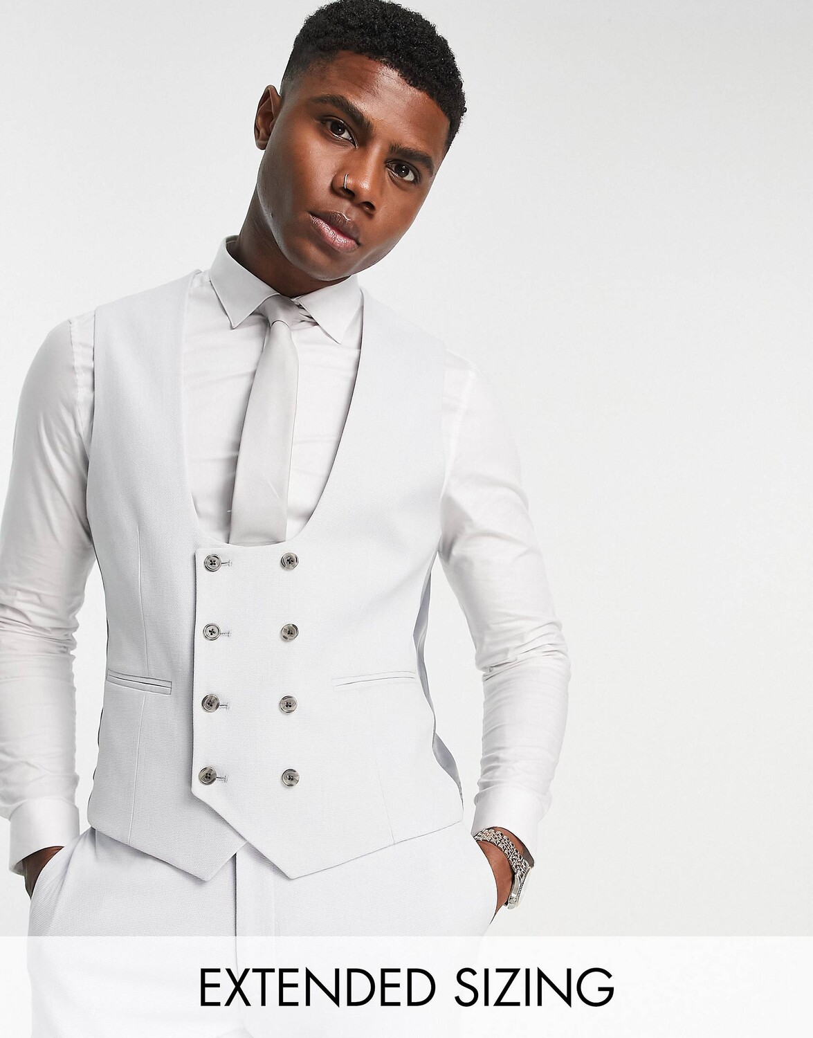 

Узкий жилет серого цвета с микротекстурой ASOS DESIGN ASOS DESIGN