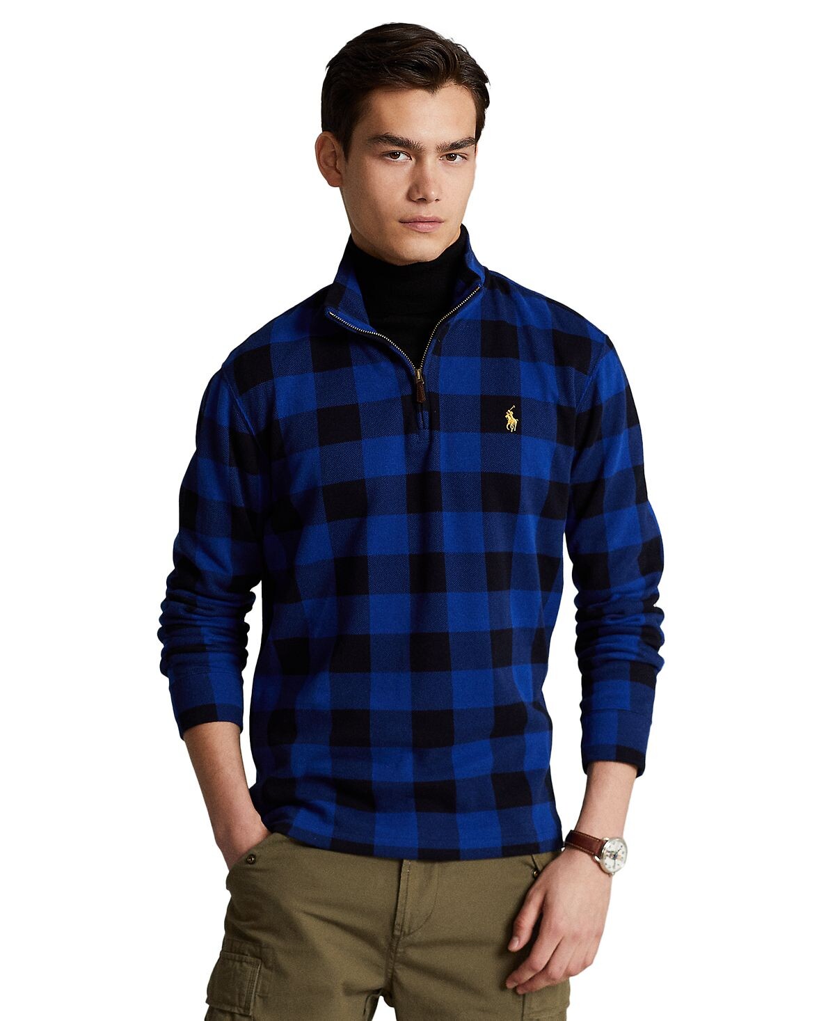 

Мужской пуловер estate в рубчик с молнией на четверть Polo Ralph Lauren, мульти