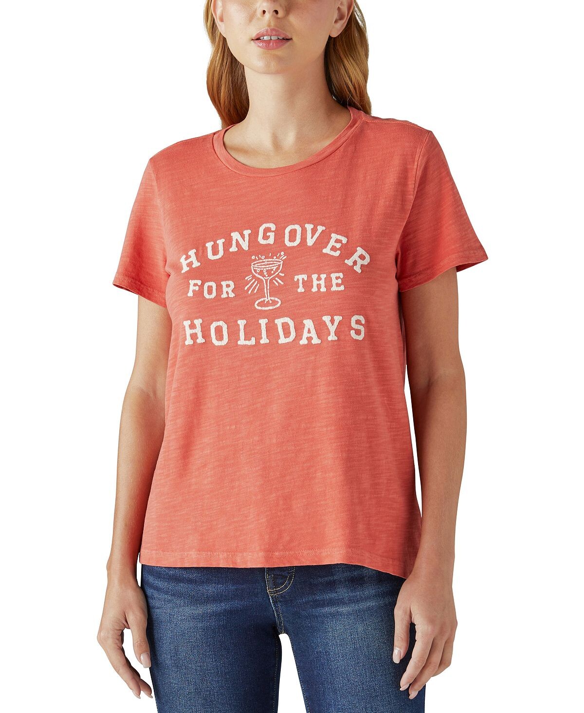

Женская хлопковая футболка hungover for the holidays Lucky Brand, мульти