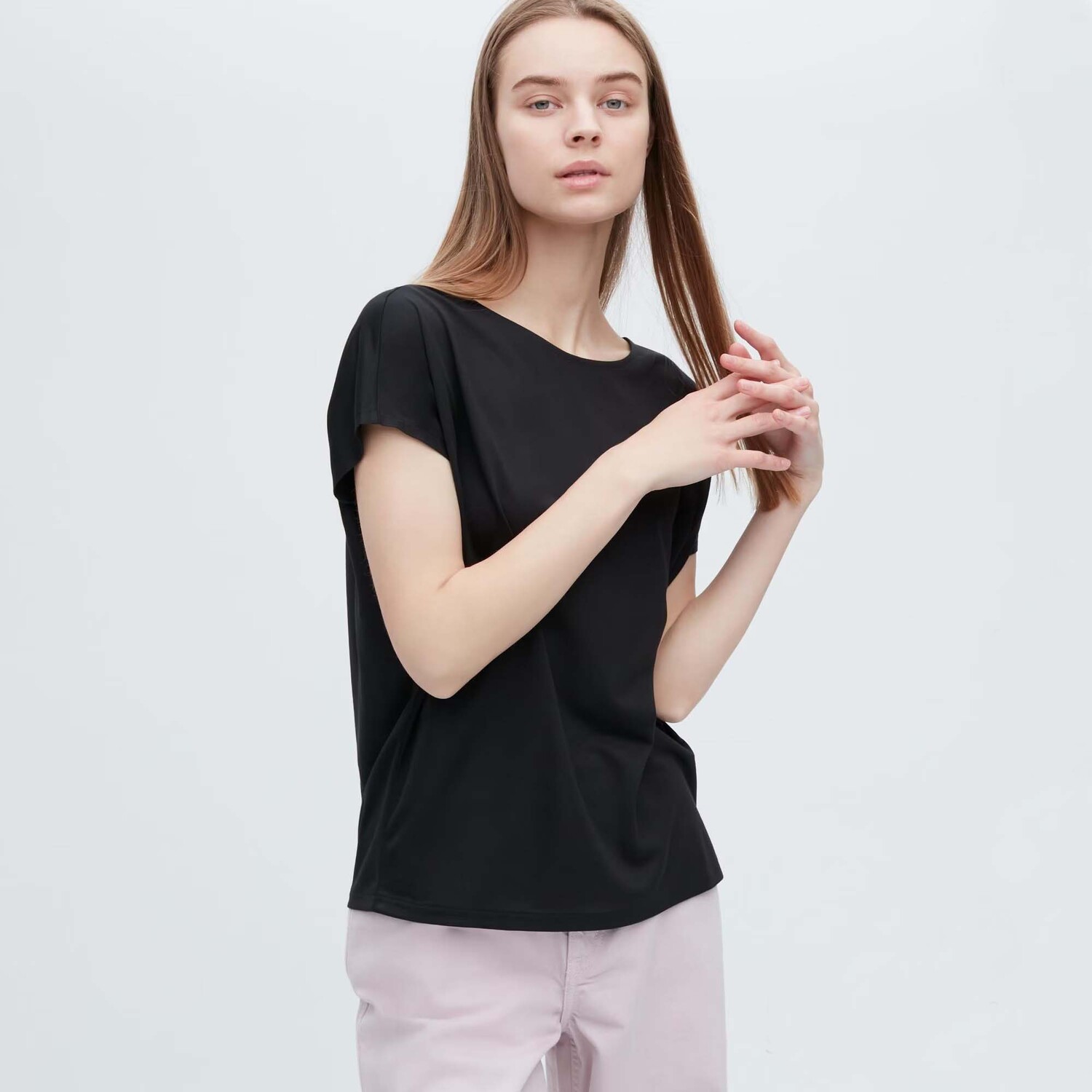 

Футболка Uniqlo Drape Boat Neck Short Sleeved, черный